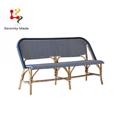 Garden outdoor furniture aluminum frame blue PE rattan 4 seats settee